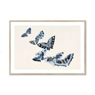 Japanese Blue Butterflies - Kamisaka Sekka Meiji Art Print, Blue Black Butterflies Artistic Arrangement