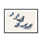Japanese Blue Butterflies - Kamisaka Sekka Meiji Art Print, Blue Black Butterflies Delicate Artistic Arrangement