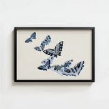 Black-framed Artwork Collection Intricately Designed Butterflies Shades Blue Kamisaka Sekka’s Japanese, Japan’s Artistic Awakening, Sekka
