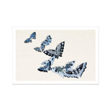 Japanese Blue Butterflies - Kamisaka Sekka Meiji Art Print / Canvas Blue Black Butterflies Artistic Arrangement Kamisaka Sekka’s Japanese