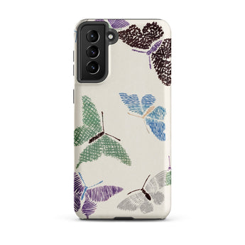 Japanese Butterflies 2 - Kamisaka Sekka Phone Case Samsung Galaxy S21 Plus / Matte Beige Phone Case Adorned Colorful Textured Butterfly