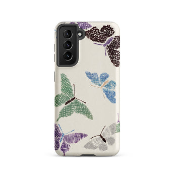 Japanese Butterflies 2 - Kamisaka Sekka Phone Case Samsung Galaxy S21 / Matte Beige Phone Case Adorned Whimsical Pattern Butterflies Green
