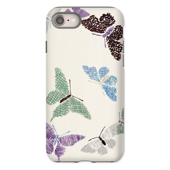 Japanese Butterflies 2 - Kamisaka Sekka Phone Case Iphone 8 / Matte Phone Case Pattern Colorful Butterflies Made Textured Lines Kamisaka