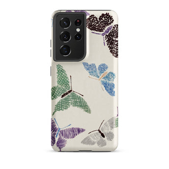 Japanese Butterflies 2 - Kamisaka Sekka Phone Case Samsung Galaxy S21 Ultra / Matte Phone Case Whimsical Pattern Butterflies Green Blue