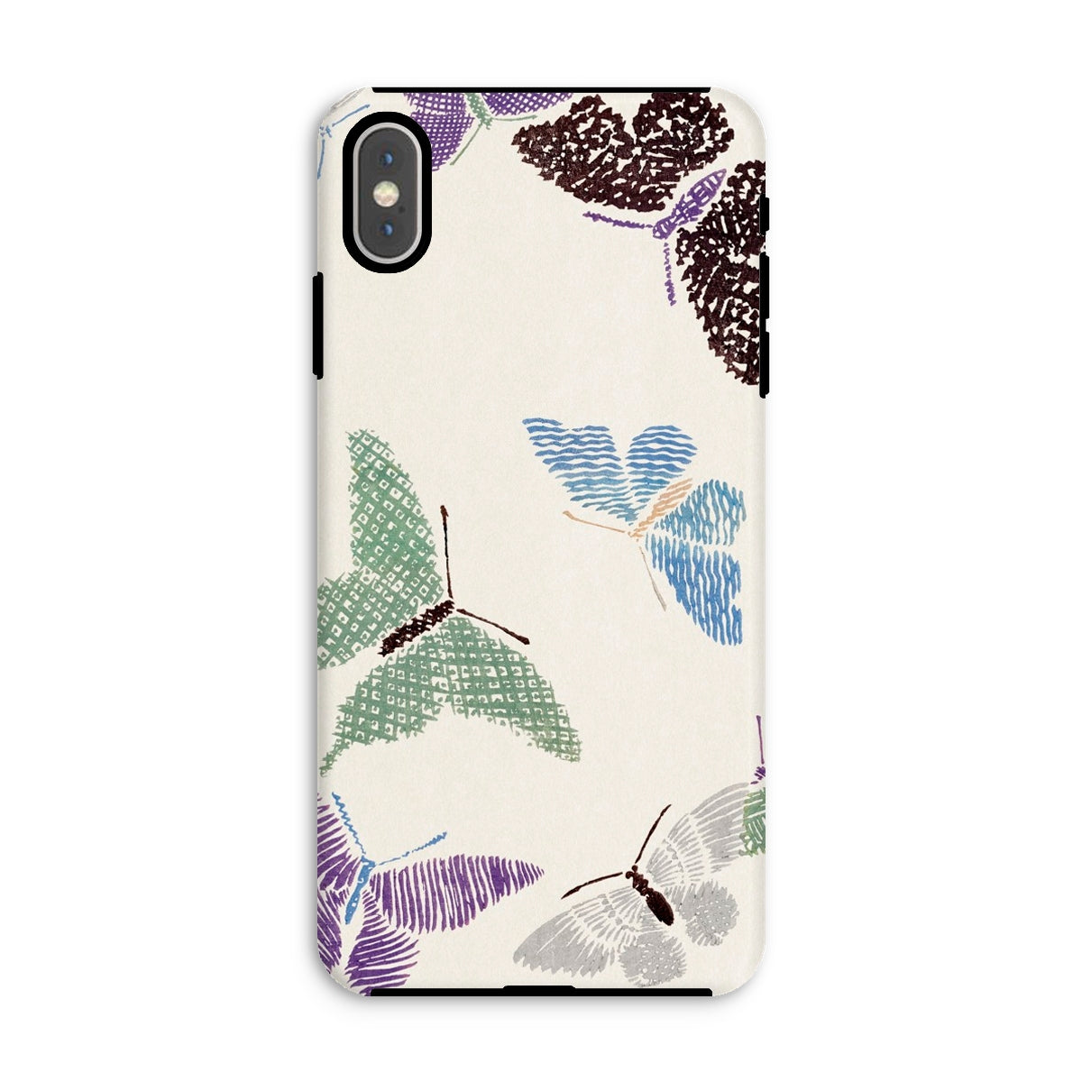 Japanese Butterflies - Kamisaka Sekka Iphone Case, Xs Max / Matte, Phone Case Pattern Sketched Butterflies Blue Green Purple