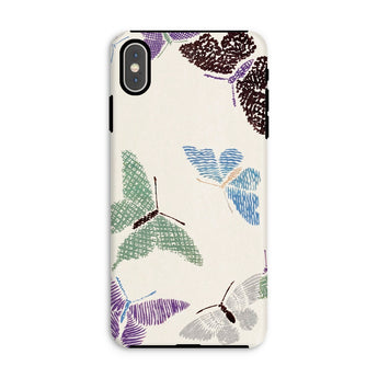 Japanese Butterflies - Kamisaka Sekka Iphone Case, Xs Max / Matte, Phone Case Pattern Sketched Butterflies Blue Green Purple