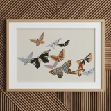 Japanese Butterflies - Kamisaka Sekka Kacho-e Art Print / Canvas, 30x20’’ / 76x51cm / Natural Frame / Matboard, Posters Prints & Visual