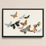 Japanese Butterflies - Kamisaka Sekka Kacho-e Art Print / Canvas, 18x12’’ / 46x31cm / Black Frame, Posters Prints & Visual Artwork, Toby