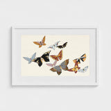 Japanese Butterflies - Kamisaka Sekka Kacho-e Art Print / Canvas Framed Artwork Collection Colorful Intricately Patterned Designs, Chō