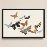 Japanese Butterflies - Kamisaka Sekka Kacho-e Art Print / Canvas Framed Artwork Collection Intricately Illustrated Butterflies Colors