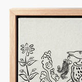 Minimalist Wooden-framed Canvas Print Delicate Black Ink Line Taguchi Tomoki, Tsubaki Woodblock, Japanese Deer
