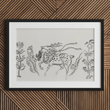Japanese Deer - Impresión de arte Taguchi Tomoki / Lienzo, 30x20’’ / 76x51cm / Marco negro / Passepartout, Pósters, impresiones y arte visual, Toby
