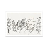 Japanese Deer - Taguchi Tomoki Fine Art Print / Canvas Spotted Horse Mane Tail Rendered Black Line Style Taguchi Tomoki, Tsubaki Woodblock,