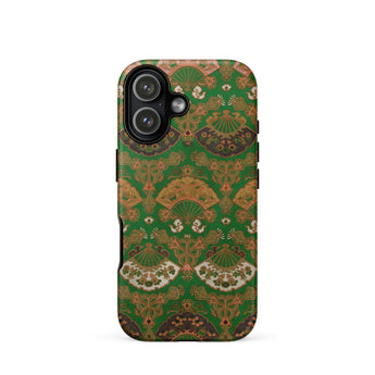 Japanese Fan Pattern - G.a. Audsley Iphone Case 17 / Matte Green Gold Mandala Patterned Phone Textured Surface Flower, Secret Garden