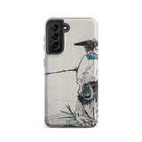 Japanese Fisherman - Kono Bairei Phone Case Sleek Light Gray Phone Case Traditional Ink-wash Painting Kōno Bairei’s Masterful Woodblock