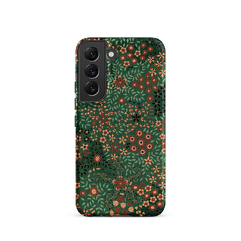Japanese Floral Pattern - G.a. Audsley Phone Case Samsung Galaxy S22 / Matte Dark Green Phone Case Adorned Dense Pattern Red Audsley Iphone