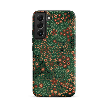 Japanese Floral Pattern - G.a. Audsley Phone Case Samsung Galaxy S22 Plus / Matte Dark Green Phone Case Adorned Dense Vintage-style Floral