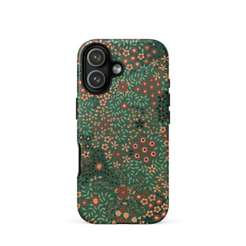 Japanese Floral Pattern - G.a. Audsley Phone Case Iphone 17 / Matte Green Floral Phone Case Intricate Design Durable Material Audsley