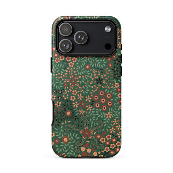 Japanese Floral Pattern - G.a. Audsley Phone Case Iphone 17 Pro Max / Matte Green Floral Phone Case Matte Finish Dual Camera Audsley Iphone