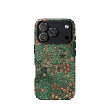 Japanese Floral Pattern - G.a. Audsley Phone Case Iphone 17 Pro / Matte Green Floral Phone Case Three Camera Cutouts Made Audsley Iphone