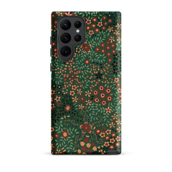 Japanese Floral Pattern - G.a. Audsley Phone Case Samsung Galaxy S22 Ultra / Matte Vibrant Green Phone Case Adorned Dense Pattern Red