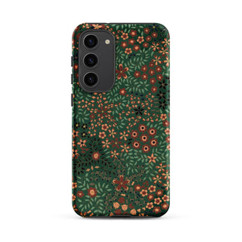 Japanese Floral Pattern - G.a. Audsley Phone Case Samsung Galaxy S23 Plus / Matte Dark Green Adorned Dense Intricate Iphone, Olive-tinted