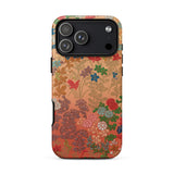 Japanese Flower Fan Pattern 1 - G.a. Audsley Phone Case Iphone 17 Pro Max / Matte Iphone 12 Pro Max Case Floral Pattern Orange Twilight