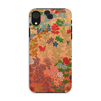 Japanese Flower Fan Pattern 1 - G.a. Audsley Phone Case Iphone Xr / Matte Phone Case Colorful Floral Pattern Peach/coral Background