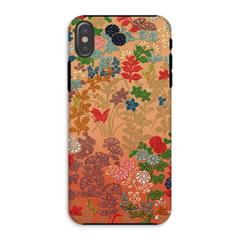 Japanese Flower Fan Pattern 1 - G.a. Audsley Phone Case Iphone Xs / Matte Phone Case Colorful Floral Pattern Peach/coral Background