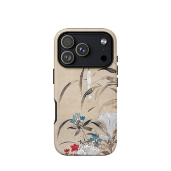 Japanese Flowers - Tawaraya Sōsetsu Phone Case Iphone 17 Pro / Matte Beige Floral Phone Case Black Camera Cutouts Matte Iphone