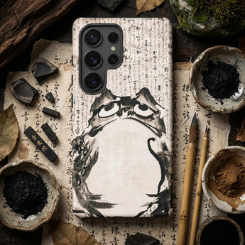 Japanese Frog - Getsuju Phone Case Black-and-white Ink-style Illustration Cartoonish Frog Glasses Printed Smartphone Iphone Case, Getsuju