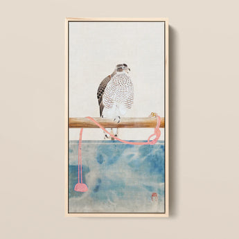 Framed Artwork Detailed Speckled Bird Perched Wooden Branch Tosa Mitsuoki, Exquisite Woodblock Print, 19th-century Japanese Artistry