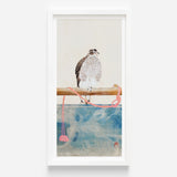 Watercolor Painting White Brown Falcon Perched Wooden Branch Tosa Mitsuoki, Exquisite Woodblock Print, 19th-century Japanese Artistry