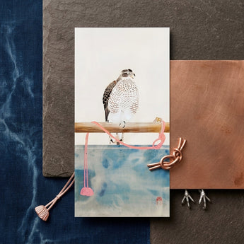 Japanese Hawk - Tosa Mitsuoki Edo Period Bird Art Print / Canvas Delicate Watercolor Painting Hawk Perched Branch Rendered Soft Tosa
