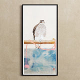 Japanese Hawk - Tosa Mitsuoki Edo Period Bird Art Print / Canvas Falcon Perched Branch Watercolor-style Background Beneath Tosa Mitsuoki,