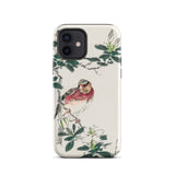 Japanese Rosefinch - Numata Kashu Phone Case Iphone 12 / Matte Bird-themed Phone Case Numata Kashu, Scarlet-breasted Finch Perches, Shūchō