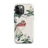 Japanese Rosefinch - Numata Kashu Phone Case Iphone 12 Pro Max / Matte Bird-themed, Scarlet-breasted Finch Perches, Shūchō Gafu Mobile Cases