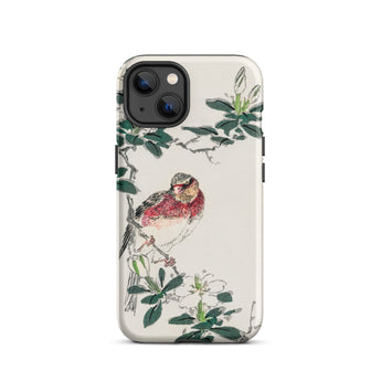 Japanese Rosefinch - Numata Kashu Phone Case Iphone 13 / Matte Bird-themed Phone Case Numata Kashu, Scarlet-breasted Finch Perches, Shūchō