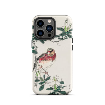 Japanese Rosefinch - Numata Kashu Phone Case Iphone 13 Pro / Matte Bird-themed Phone Case Numata Kashu, Scarlet-breasted Finch Perches,