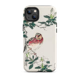 Japanese Rosefinch - Numata Kashu Phone Case Iphone 14 Plus / Matte Bird Floral Design Phone Case Numata Kashu, Scarlet-breasted Finch