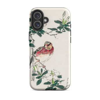 Japanese Rosefinch - Numata Kashu Phone Case Iphone 16 Plus / Matte Phone Case Bird Floral Design Numata Kashu, Scarlet-breasted Finch