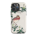 Japanese Rosefinch - Numata Kashu Phone Case Iphone 16 Pro Max / Matte Bird-themed Phone Case Numata Kashu, Scarlet-breasted Finch Perches,