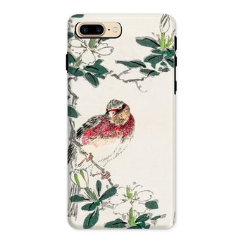 Japanese Rosefinch - Numata Kashu Phone Case Iphone 8 Plus / Matte Phone Case Delicate Illustration Red-breasted Bird Perched Branch Numata