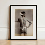 Japanese Wabori Tattoo - S. Ogawa Fine Art Print / Canvas Black-framed Sepia-toned Portrait Tattooed Man Traditional, Eternal Floating