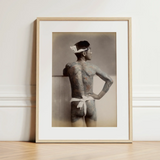Japanese Wabori Tattoo - S. Ogawa Fine Art Print / Canvas Sepia-toned Framed Photograph Tattooed Man Traditional Attire Light, Eternal