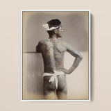 Japanese Wabori Tattoo - S. Ogawa Fine Art Print / Canvas Vintage Sepia-toned Framed Photograph Man Extensive Traditional, Eternal Floating