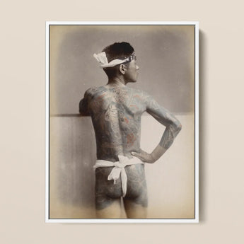 Japanese Wabori Tattoo - S. Ogawa Fine Art Print / Canvas Vintage Sepia-toned Framed Photograph Man Extensive Traditional, Eternal Floating