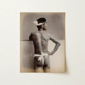 Japanese Wabori Tattoo - S. Ogawa Fine Art Print / Canvas Vintage Sepia-toned Photographic Man Extensive Traditional, Eternal Floating