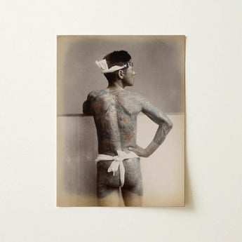 Japanese Wabori Tattoo - S. Ogawa Fine Art Print / Canvas Vintage Sepia-toned Photographic Man Extensive Traditional, Eternal Floating