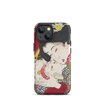 Japanische Frau und Katze - Tsukioka Yoshitoshi Iphone Hülle, 13 Mini / Matt, Handyhüllen, Toby Leon